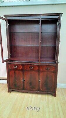 2 Piece Large Mahogany display Cabinet with Lighting and 3 drawers