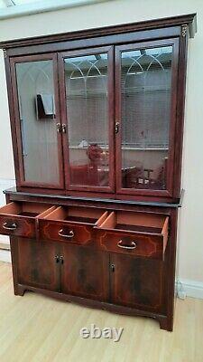 2 Piece Large Mahogany display Cabinet with Lighting and 3 drawers