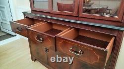 2 Piece Large Mahogany display Cabinet with Lighting and 3 drawers