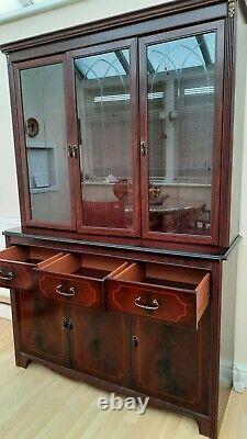 2 Piece Large Mahogany display Cabinet with Lighting and 3 drawers