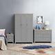 3-Piece Bedroom Set 3-Door Wardrobe Large Chest of Drawers Bedside Table