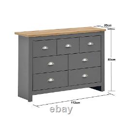 3-Piece Bedroom Set 3-Door Wardrobe Large Chest of Drawers Bedside Table