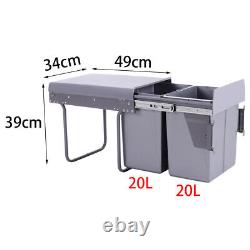 30/40L Waste Bin Kitchen Cabinet Door Cupboard Pull Out Drawer With Lid, Fittings