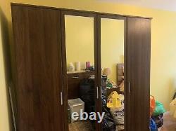 4 Door 2 Drawer Large Wardrobe with Mirrors Shelves Hanging Rail