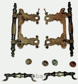 4 VTG BPC Belwith Large Hammered Brass Hardware 2 Door Handles & 2 Drawer Pulls