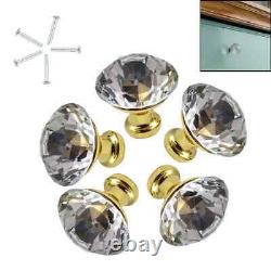 40mm Large Gold Clear Crystal Diamond Glass Door Knobs Cupboard Furniture Handle