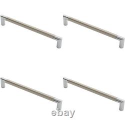 4x Larged Round Bar Mitred Door Handle 325 x 19mm Polished Chrome Satin Nickel