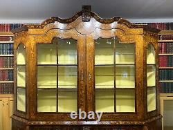 A LARGE EXCEPTIONAL 18thC PERIOD DUTCH MARQUETRY INLAID GLAZED DISPLAY CABINET