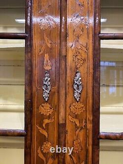 A LARGE EXCEPTIONAL 18thC PERIOD DUTCH MARQUETRY INLAID GLAZED DISPLAY CABINET