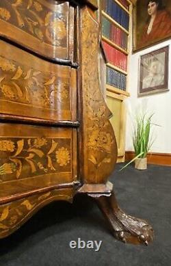 A LARGE EXCEPTIONAL 18thC PERIOD DUTCH MARQUETRY INLAID GLAZED DISPLAY CABINET