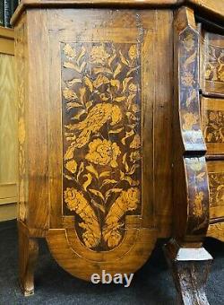 A LARGE EXCEPTIONAL 18thC PERIOD DUTCH MARQUETRY INLAID GLAZED DISPLAY CABINET