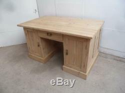 A Large 2 Door 1 Drawer Panelled Antique/Old Pine Office Desk to Paint/Wax