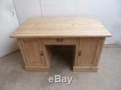 A Large 2 Door 1 Drawer Panelled Antique/Old Pine Office Desk to Paint/Wax
