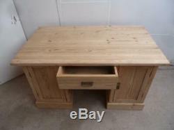 A Large 2 Door 1 Drawer Panelled Antique/Old Pine Office Desk to Paint/Wax