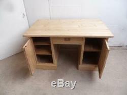 A Large 2 Door 1 Drawer Panelled Antique/Old Pine Office Desk to Paint/Wax