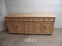 A Large 4 Door 9 Drawer Reclaimed Pine Dresser Base/TV Stand to Wax/Paint