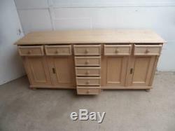 A Large 4 Door 9 Drawer Reclaimed Pine Dresser Base/TV Stand to Wax/Paint