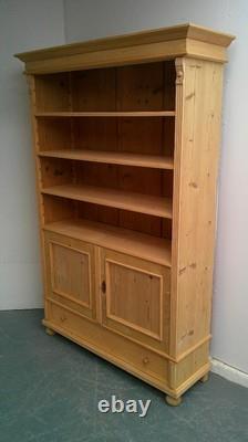 A Large Antique /Old Pine 2 Door 1 Drawer Adjustable Bookshelf to Wax/Paint