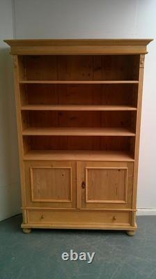 A Large Antique /Old Pine 2 Door 1 Drawer Adjustable Bookshelf to Wax/Paint