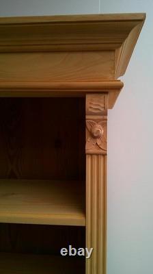 A Large Antique /Old Pine 2 Door 1 Drawer Adjustable Bookshelf to Wax/Paint