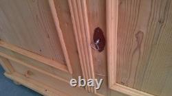 A Large Antique /Old Pine 2 Door 1 Drawer Adjustable Bookshelf to Wax/Paint