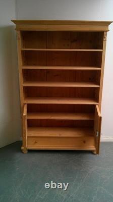 A Large Antique /Old Pine 2 Door 1 Drawer Adjustable Bookshelf to Wax/Paint