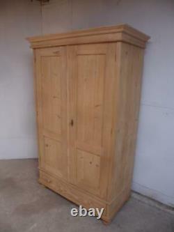 A Large Antique/Old Pine 2 Door 1 Drawer Knockdown Wardrobe to Wax/Paint