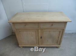 A Large Antique/Old Pine 2 Door 2 Drawer Dresser Base/TV Stand to Wax/Paint