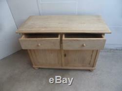 A Large Antique/Old Pine 2 Door 2 Drawer Dresser Base/TV Stand to Wax/Paint