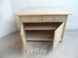 A Large Antique/Old Pine 2 Door 2 Drawer Dresser Base/TV Stand to Wax/Paint