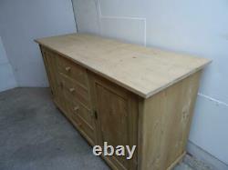 A Large Antique/Old Pine 2 Door 4 Drawer Dresser Base / TV Stand to Wax/Paint