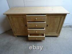 A Large Antique/Old Pine 2 Door 4 Drawer Dresser Base / TV Stand to Wax/Paint