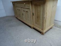 A Large Antique/Old Pine 4 Door 1 Drawer Dresser Base / TV Stand to Wax/Paint