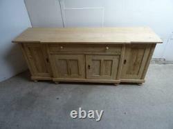 A Large Antique/Old Pine 4 Door 1 Drawer Dresser Base / TV Stand to Wax/Paint