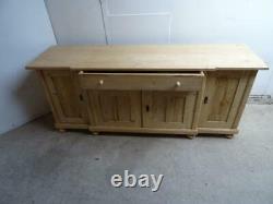 A Large Antique/Old Pine 4 Door 1 Drawer Dresser Base / TV Stand to Wax/Paint