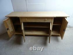 A Large Antique/Old Pine 4 Door 1 Drawer Dresser Base / TV Stand to Wax/Paint