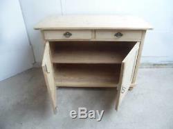 A Large Plain Antique/Old Pine 2 Door 2 Drawer Dresser Base to Wax/Paint