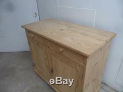 A Quality Large Antique/Old Pine 2 Door 2 Drawer Dresser Base to Wax/Paint