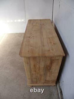 A Victorian Large Antique/Old Pine 2 Door 2 Drawer Dresser Base to Wax/Paint
