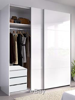 ANITA 2 Door Sliding Wardrobe Closet 180cm Large Satin White + 3 Drawer Chest