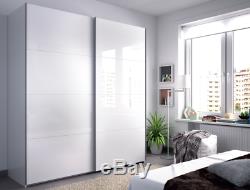 ANITA 2 Door Sliding Wardrobe Closet 180cm Large Satin White + 3 Drawer Chest