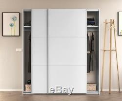 ARC 2 Door Sliding Wardrobe Closet 150cm x 200cm Large White + 3 Drawer Chest