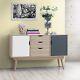 Alford Scandinavian Large Sideboard Nordic Retro Cupboard Unit Scandi Buffet Gre