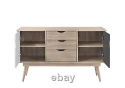 Alford Scandinavian Large Sideboard Nordic Retro Cupboard Unit Scandi Buffet Gre