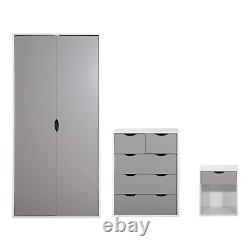 Alpha 2 Door Double Wardrobe 3 Large 2 Small Drawer Chest of Drawers 1 Drawe