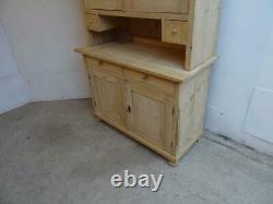 An Antique/Old Pine Large 2 Door 2 Spice Drawer Kitchen Dresser to Wax /Paint