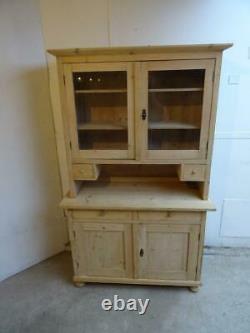 An Antique/Old Pine Large 2 Door 2 Spice Drawer Kitchen Dresser to Wax /Paint