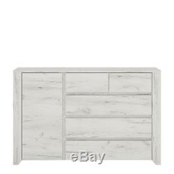 Angel White Oak Bedroom Furniture Wide Large 1 Door 5 Drawer Chest Of Drawers