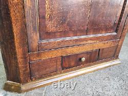 Antique Georgian Oak Large Corner Cabinet Drawer Curved Shelves Cupboard