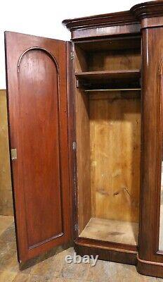 Antique Large Victorian mahogany breakfront combination triple door wardrobe